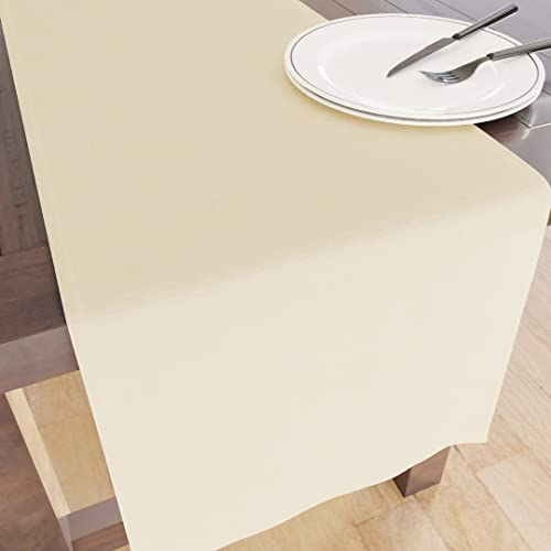 Encasa XO Table Runner Größe 32x230 cm | Baumwoll -Leinwand Stoff | Natural Solid Color | Waschbarer und dauerhaft