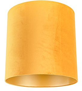 QAZQA Baumwolle Velourslampenschirm gelb 40I40I40 mit Gold I Messingener Innenseite,