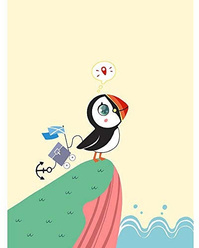 Wee Blue Coo Papageientaucher Reise Kunstplakat Ungerahmter Druck 30x40 cm