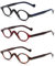 JM 3 Pack Klein Oval Lesebrille Vintage Federscharnier Gläser für Leser Damen +2.5 Schwarz&Rot&Schildkröte