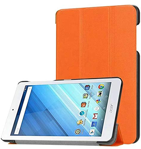 Ultra Slim Folio Stand Luxury Leather Case with Sleep Wake Up Function Smart Cover for Acer Iconia One 8 B1-850 B1-860 B1-870 / One8 B1-860A 8 (Orange)