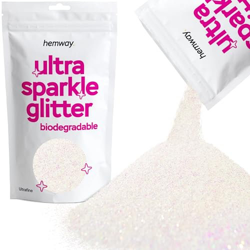 Hemway Eco Friendly Biodegradable Glitter - Mother of Pearl Iridescent | Ultrafine Plant-Based Metallic Flakes for Arts & Resin Crafts | Bio Supplies for Festival, Hair, Face, Body & Nail Art | 100 g
