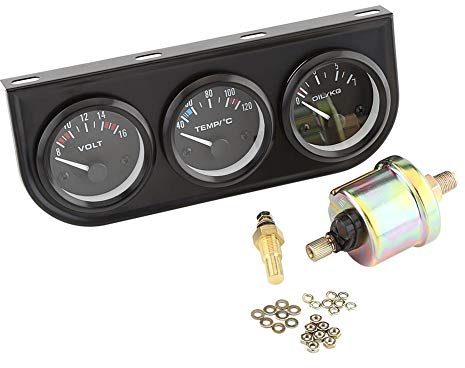 KSTE Wassertemperaturanzeige Auto Voltmeter, 52mm Triple-Gauges 3 in 1 Voltmeter + Wassertemperaturanzeige + Öldruckmesser w/Sensor for Auto-LKW