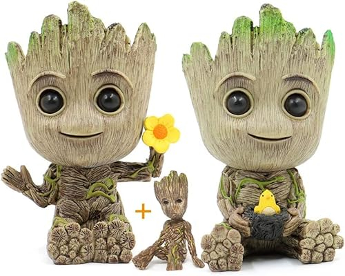 Hawofly Pot de Fleurs en Forme de Bébé Groot avec Trou de Drainage