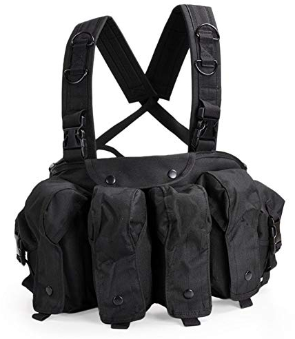 AK Chest Tactical Vest Militärausrüstung AK 47 Magazintasche Airsoft Paintball Jagdweste Im Freien Outdoor (Color : Black, Size : One size)