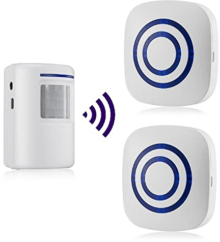 HommyFine Rilevatore di allarme con sensore di movimento wireless Allarme campanello wireless Kit di Allarme con 38 Melodie, Indicatori LED per Casa, Ufficio, appartments, fabbriche e alberghi