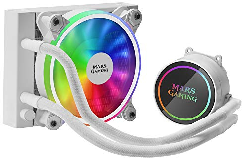 MARSGAMING ML120W, Refrigeración líquida, TDP 200W, Ventilador Dual ARGB, Blanco