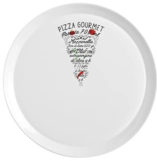 BORMIOLI ROCCO 5181601 Piatto Ronda in Vetro Opale Decoro Pizza Fetta, Cm 33.5, Glass