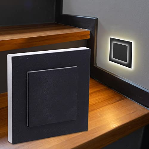 LED Treppenleuchte eckig schwarz - Lichtfarbe: Warmweiß 1,5W - Lichtaustritt: Doppio