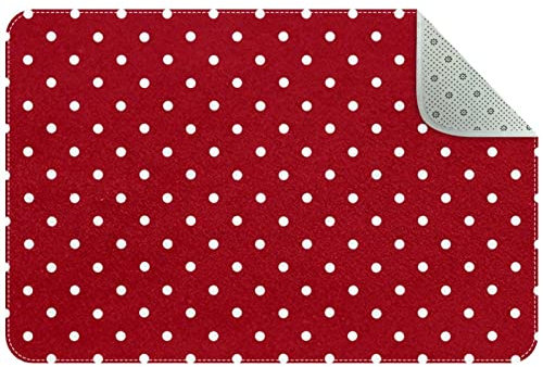 Teppich mit weißen Punkten und rotem Muster, rutschfest, für Wohnzimmer, Schlafzimmer, Mädchen, Jungen, Kinderzimmer, Schlafsaal, Kinderzimmer, 90 x 61 cm