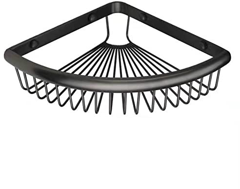 HOYOJU Panier de douche d'angle en laiton pour salle de bain, étagère de salle de bain, noir mat