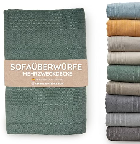 Jarapa Home Tagesdecke Baumwolle Wohndecke – Sofadecke Sofaüberwurf Bettüberwurf Überwurfdecke für Sofa & Bett – Mehrzweckdecke Couch Überwurf Plaid – Dünne Gesteppte Decke