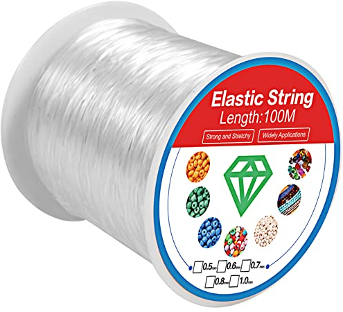 Navie Mobi 0.5mm Hilo Elástico Transparente 100m Cuerda Elástica Nylon Resistente Gomas para Hacer Pulseras,Collar y Joyería