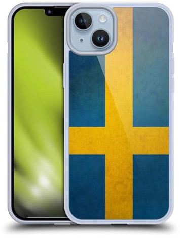 Head Case Designs Sweden Swedish Sverige Flag Vintage Fahnen Soft Gel Handyhülle Hülle kompatibel mit Apple iPhone 14 Plus