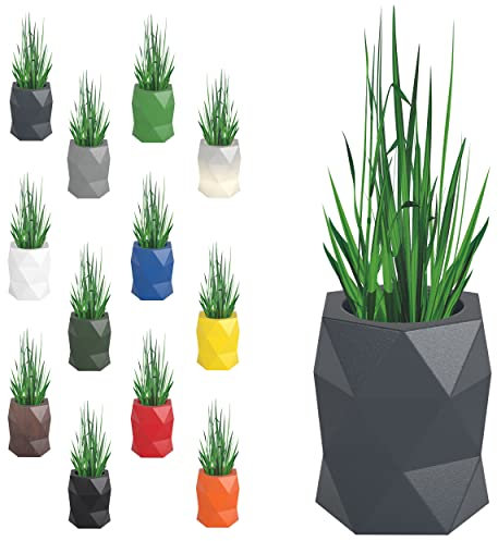 Monumo®️ Modena Blumentopf Groß XXL mit Innenkasten wetterfest, Blumenständer für Garten, Pflanzentopf für Balkon, moderner Blumenvase, Blumenkübel, viele Farben (46 cm x 46 cm x 54 cm, Anthrazit)