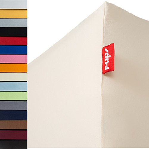 r-up Passt Spannbettlaken 120x200-130x200 bis 35cm Höhe viele Farben 100% Baumwolle 130g/m² Oeko-TEX stressfrei auch für hohe Matratzen (Natur)