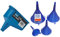 Draper 30910 Oil Funnel, Blue, One Size & 43853 Plastic Funnel Set, 50mm/75mm/100mm/115mm Ø, Blue, 4 Pcs, Pack of 4