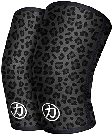 Strength Shop Ginocchiere uomo e donna in neoprene 7 mm, 1 paio (S), Colore: Leopardate, ginocchiere palestra IPF approved resistenti agli strappi, ginocchiere powerlifting, ecc.