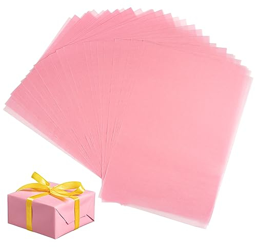 Seidenpapier - Tikplus 60 Blatt 30x21cm Geschenkpapier zum Verpacken, Transparentpapier Verpackungsmaterial, Bastelpapier zum Kreieren von Pompoms, Papierblumen, Tischdeko (Rosa)