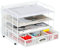 EasyPAG 4 Tier Desktop A4 Mesh Filing Tray Office Desk Tidy File Holder Paper Organiser Magazine Storage Rack with Stationery Drawer,White