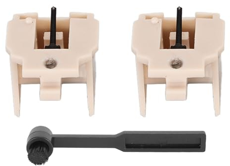 Reemplazo de Agujas para Tocadiscos, 2 Piezas de Aguja de Repuesto para Tocadiscos con Cepillo de Limpieza de Lápiz óptico para AT3600 AT3600L AT3601 AT3651 AT3650L AT3650C