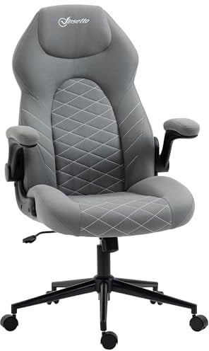 Vinsetto Gaming Chair, Office Desk Chair, Comfy Computer Chair with Adjustable Arms and Rolling Wheels for Home Work Study, Light Grey