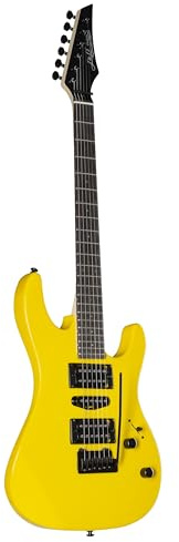 J & D 95 DY E-Gitarre, Gelb, Double Cut, Linde Korpus, Ahorn Hals, Composite Griffbrett, HSH Tonabnehmer, 2-Punkt Tremolo