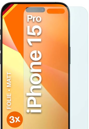moex FlexProtect matte Schutzfolie für iPhone 15 Pro Displayschutz Folie matt gegen Reflexionen, Anti Reflex Handyfolie mit Sonnenschutz, Kompatibel mit jeder Handyhülle, 3 Stück