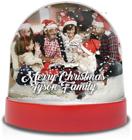 Personalisierte Schneekugel mit rotem Sockel. Origineller Weihnachtsschmuck. Weihnachtsdekoration. Personalisierte Schneekugel. Personalisierte Weihnachtskugeln. Originelle