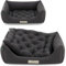 HOUND & NATURE | Orthopädisches Hundebett Zermatt, Hundekorb Mittelgroße Hunde mit hohem Rand, Kuscheliges Hundesofa mit Hundekissen waschbar (M - 95x70 cm, Grau)