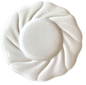 Assiettes de service Assiette à dîner en dentelle tridimensionnelle de 9 pouces Assiette à collation Assiette à légumes Assiette à dessert en porcelaine blanche à haute température Vaisselle de cuisin
