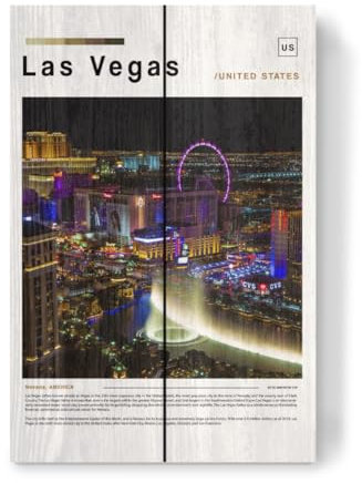 artboxONE Holzbild 30x20 cm Städte Las Vegas Zeitungscover-b von Künstler Paul Rommer
