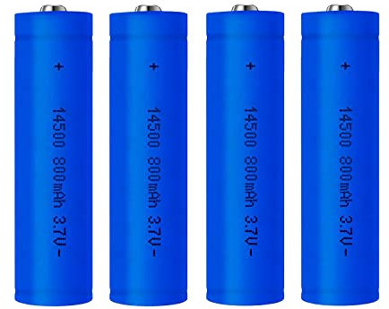 3.7V 800mAh Piles Rechargeables 14500 Batterie Bouton Top Lithium Batterie Haute Capacité pour Lampe Torche LED, Lampe Frontale, Appareils electronique