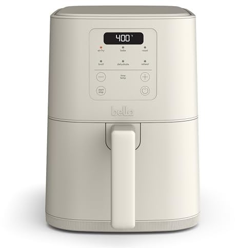 Bella 4 Litre Thin Air Fryer, Fits Anywhere, EverGood Ceramic Non-Stick Coating, Adjustable Temperature, 6 Preset Cooking Options