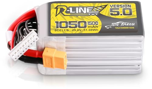 Tattu 8S Lipo Batterie 1050mAh 29,6V 150C 8S Batterie avec connecteur XT60 pour FPV Racing Drones Vélo de Route Quadcopters Avion Hélicoptère