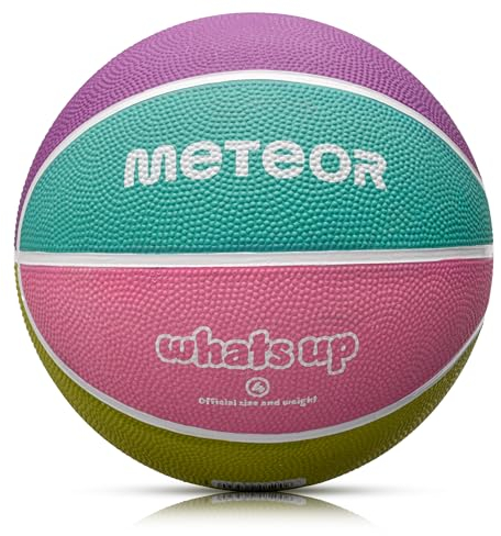 meteor Whats UP Kinder Basketball Größe #1#3#4#5#6#7 ideal auf die Jugend Kinderhände von 4-8 Jährigen abgestimmt idealer Basketball für Ausbildung weicher Mini Basketball