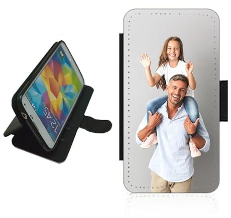 Personalised phone case wallet For Apple iPhone 15 flip case photo on the front panel. Silicone rubber holder, PU leather back panel, card slots Black