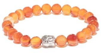 BERGERLIN Buddha Armband Damen Herren, Naturstein Edelstein, 8mm | Buddha Armband 8mm mit silbernem Charm: Edelstein Armband Damen & Herren, echt – vom deutschen Prüflabor bestätigt.