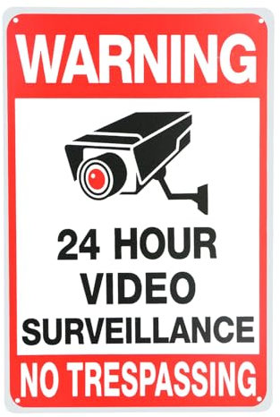 Achtung Videoüberwachung Schild zur Abschreckung mit 4 Bohrlöcher, Metall Schild Videoüberwachung 20 x 30 cm