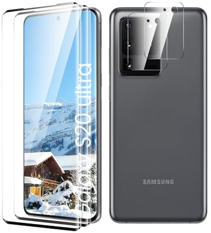 Screen Protector for Xiaomi 12 Pro, Tempered Glass Screen Protector, [9H Hardness][HD Clear][Anti-Scratch] 2 Pack Screen Protector + 2 Pack Camera Lens Protector