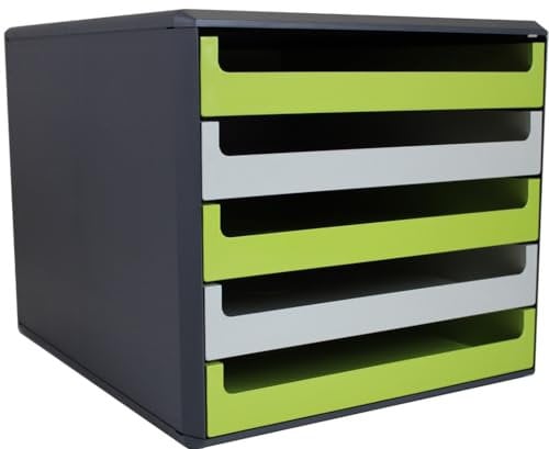 Schubladenbox, Gehäuse Anthrazit, Recycling Blauer Engel, Verde/Vanille