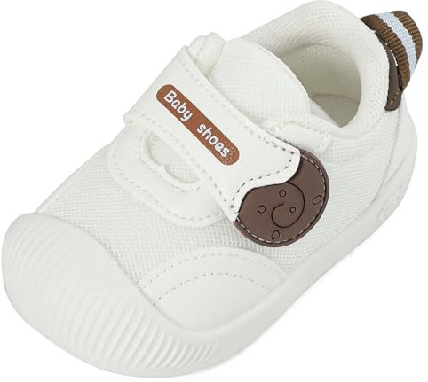 MK MATT KEELY Zapatos Bebé Niño Niña Primeros Pasos Zapatillas Malla Transpirable Ligero con Suela Suave Antideslizante,Blanco,24 EU