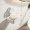 Seifenschale Saugnapf, Seifenhalter mit Ablauf Abnehmbarer, Seifenablage ohne Bohren, Soap Dish Dusche für Badezimmer und Küche, Weiß