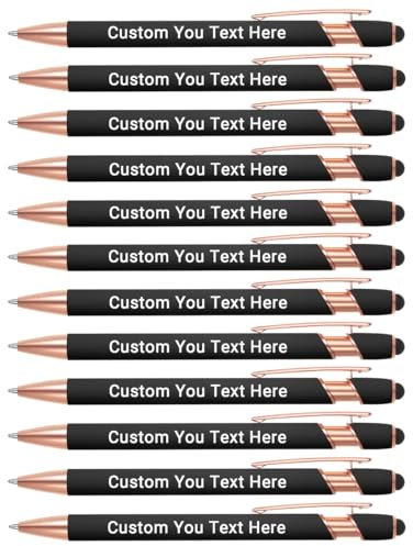 Zoonnis 200 Stück personalisierte Kugelschreiber mit Stylus-Spitzen für Geschäft, personalisierbar, gravierter Stift in Großpackung für Damen und Herren, mit Namentext, personalisierter Stift,