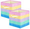 PowerKing Foldable Fabric Storage Cubes and Cloth Organizer Drawer for Closet and Toys, 2 Pack (Rainbow Stripes)