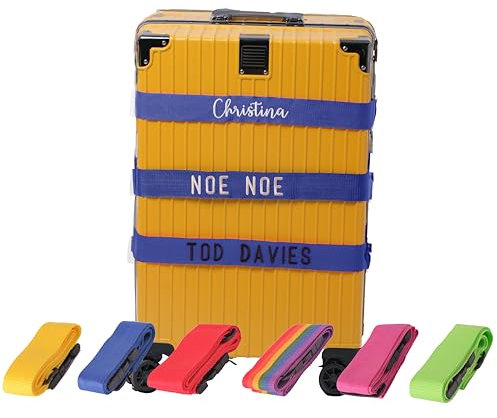 Personalisierter bestickter Gepäckgurt – individueller Name, monogrammierter Koffergurt für sichere Reisen, einfache Gepäckidentifizierung,Geschenk für Vielflieger und Reiseliebhaber (Blau)