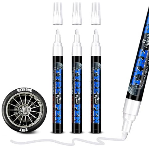 Hsypti 3 rotuladores de pintura para neumáticos de coche, color blanco, de alta capacidad, resistentes al agua