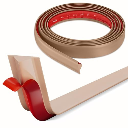 Bordo angolare da 3 m, in PVC, flessibile, autoadesivo, in plastica, per piano di lavoro, soffitto, pavimento, cucina, doccia, parete angolare (21 x 11 mm, marrone)