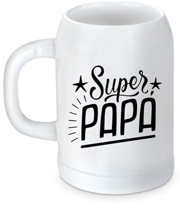 Chope de Bière 500ml Super Papa – Cadeau Fête des Pères – Mug à Bière Original pour Papa – Idée Cadeau Humour Papa – Verre Solide et Pratique pour Amateurs de Bière
