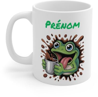 Teecustom Mug Hérisson Personnalisé – Tasse Café Mignonne et Énergique avec Prénom – Cadeau Original (Grenouille)